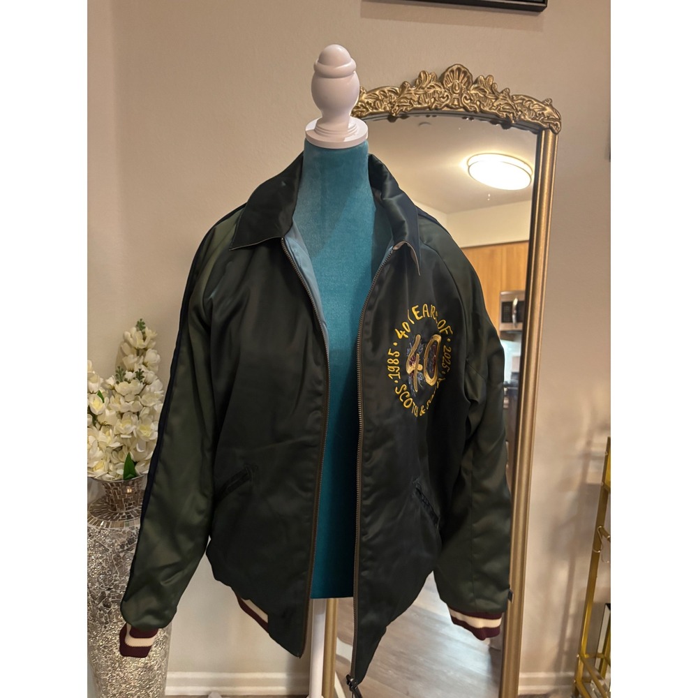 Scotch & Soda 40th Anniversary Reversible Bomber Jacket Green Embroidered Mens M